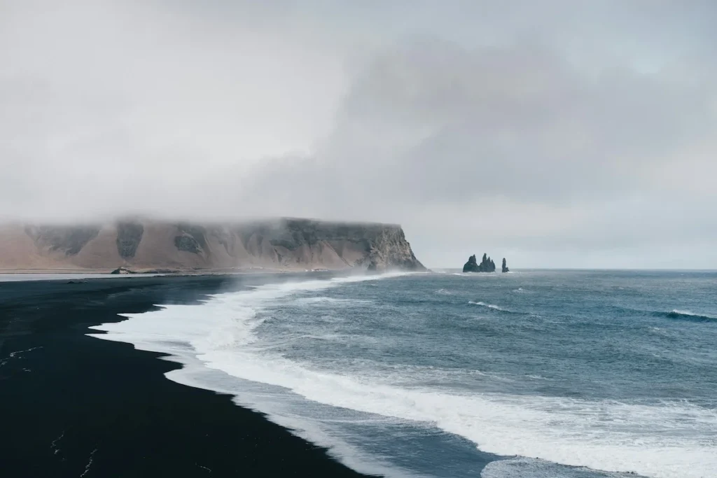 Icelandic coastline and black sand beach